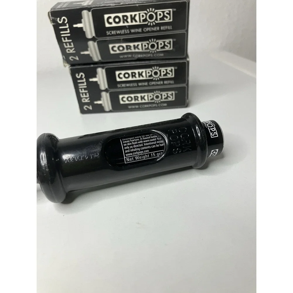 Cork Pops Screwless Wine Bottle Opener‎ Plus 3 Total Refill Cartridges
